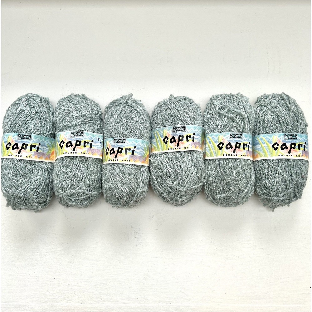Lot of 6 Wendy Capri Double Knit Yarn 50grm Skeins Light Blue Green England